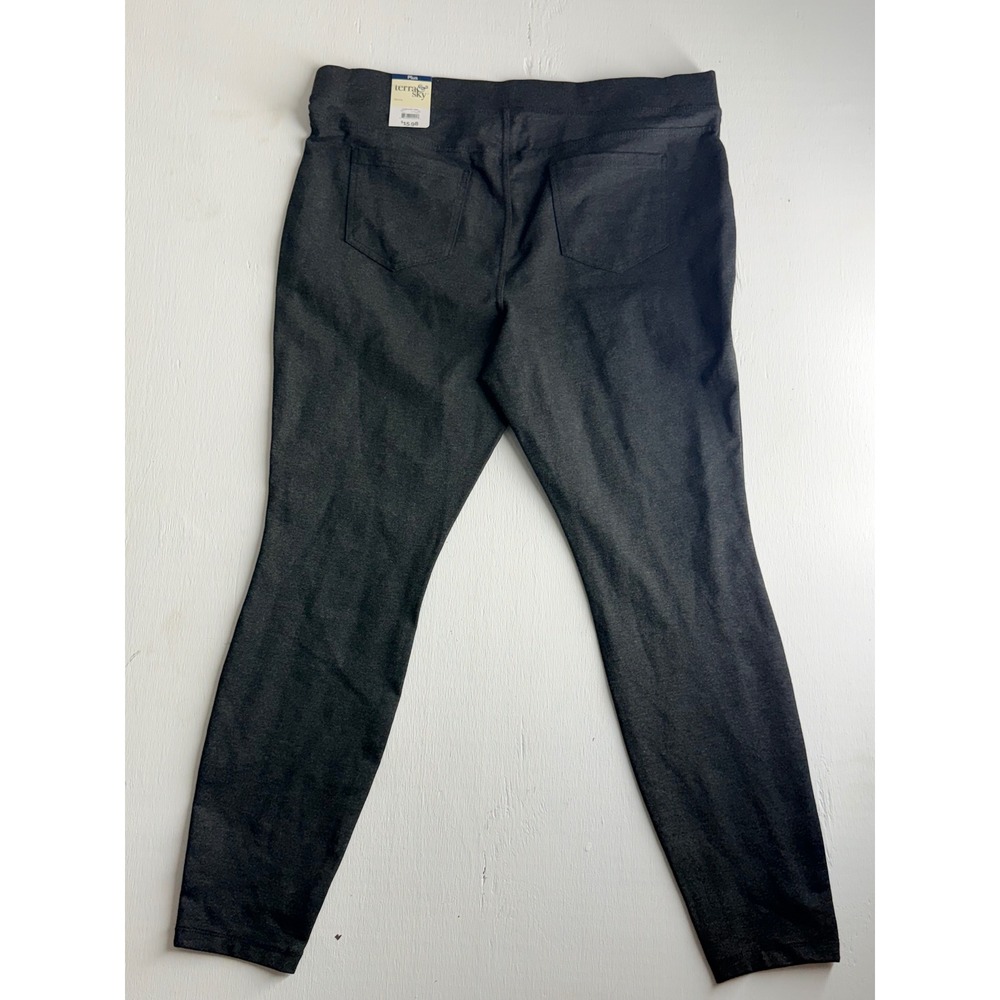 Terra & Sky Black Pull On High Rise Leggings Plus Size 1X 16W-18W Skinny Pants